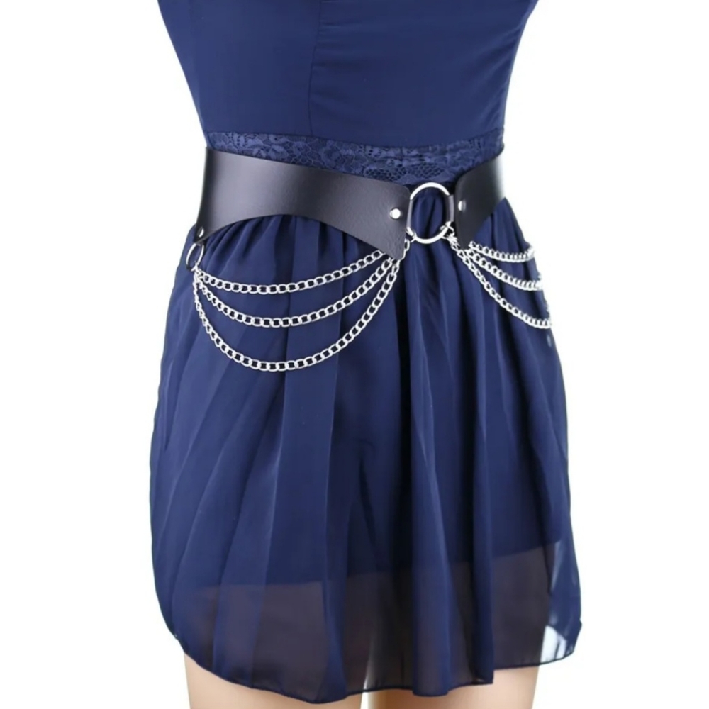 PU Leather Chain Waist Belt